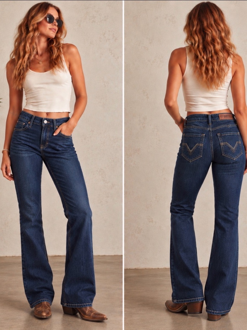Rock N’ Roll Mid-rise Dark Wash Bootcut Flare Jeans 36” inseam